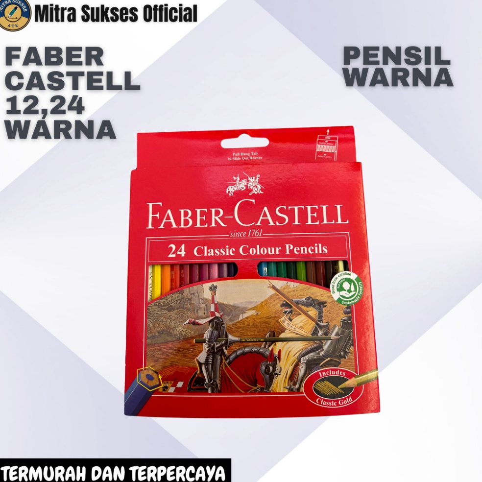 

KODE N36Y PENSIL WARNA FABER CASTELL 24 WARNA PANJANG CLASSIC