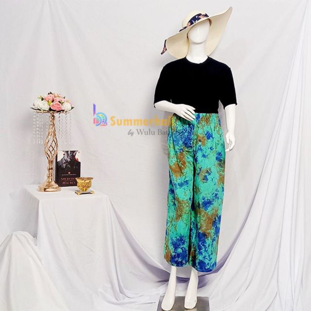 TIE DYE Kulot Celana Panjang Bawahan Batik Jumputan Karet Pinggang Motif Terbaru Outfit Santai Forma