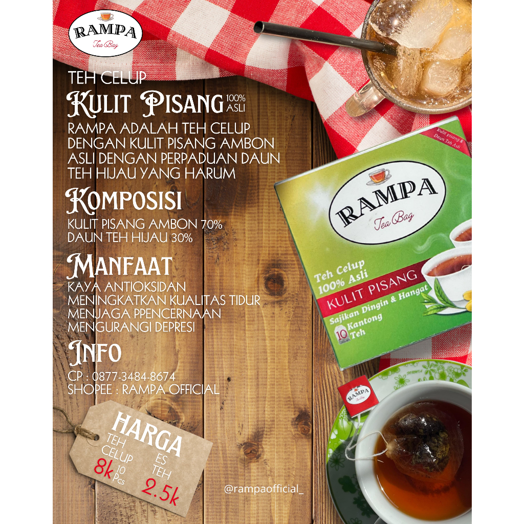 

Teh Herbal Kulit Pisang RAMPA (Banana Peel Tea). Detox Sehat dan Eco-Friendly. (Isi 10 Tea Bag)