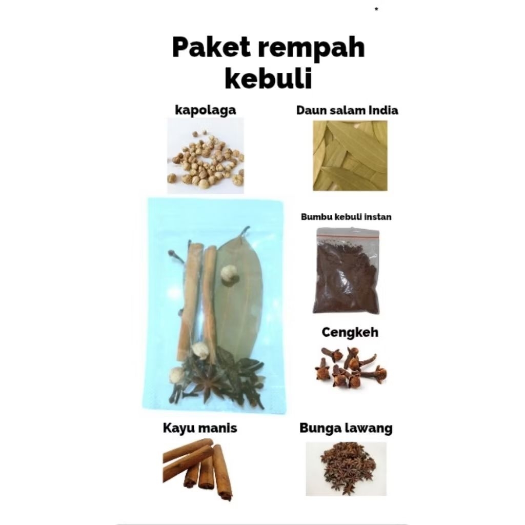 

Paket Rempah Kebuli + Gratis Bumbu Instan kebuli 12gr