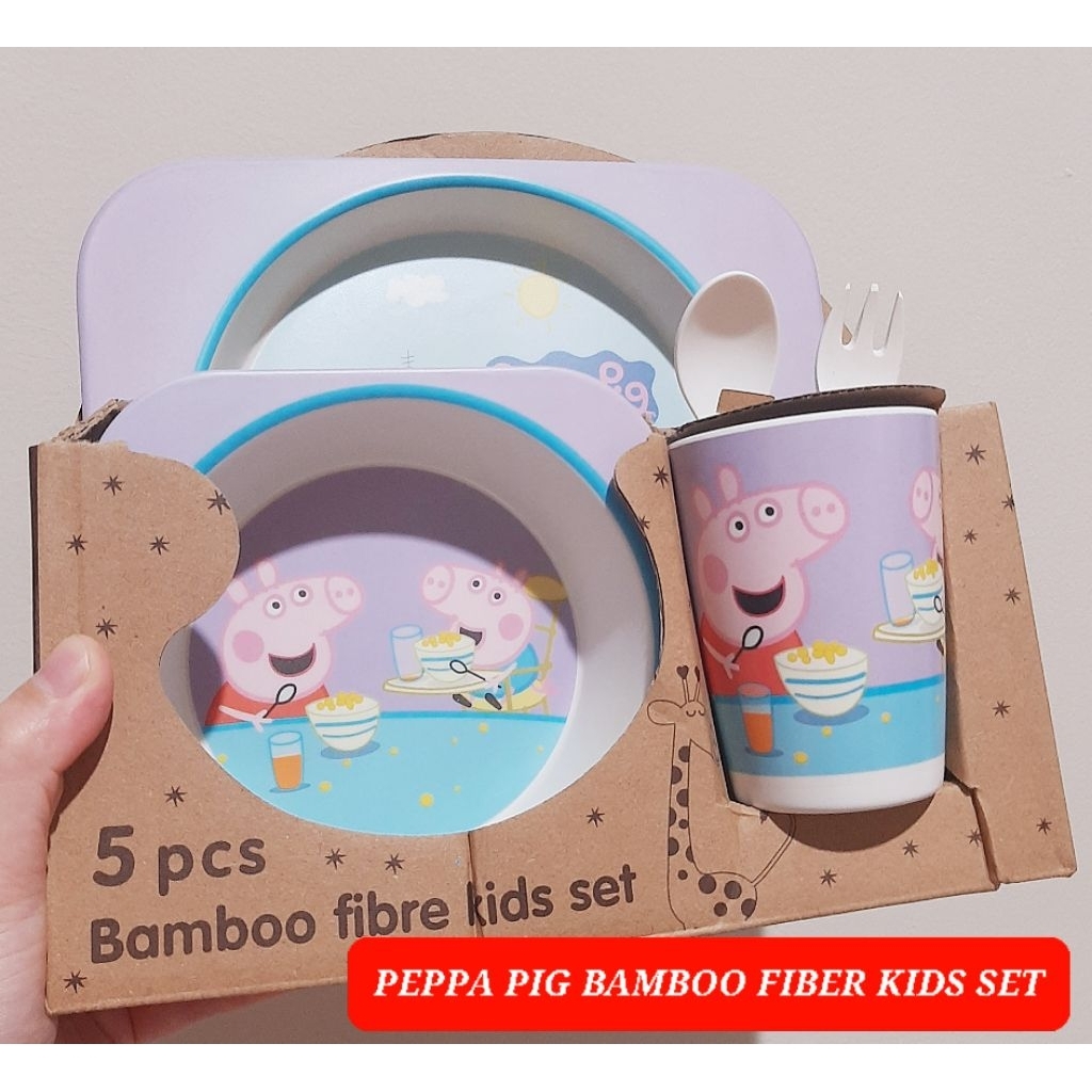 piring karakter peppa pig mangkok makan anak peppa gelas minum peppa pig botol peppa pig bamboo fibr