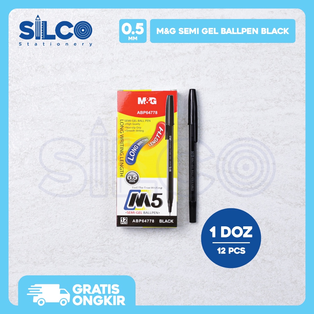

M&G M5 Semi Gel Ballpen 0.5mm | Pulpen - Hitam [Lusin]