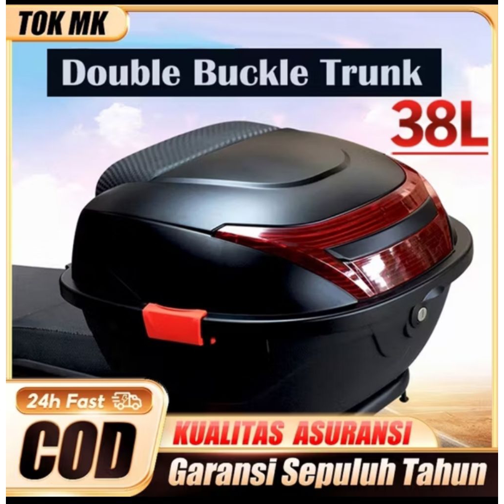 Box Motor 35L Box Belakang Motor hitam Tailbag Kotak Sepeda Motor Kendaraan atau sepeda Listrik8