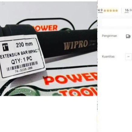 Impact Extension Bar WIPRO 1" (200 mm) impact Extension Bar