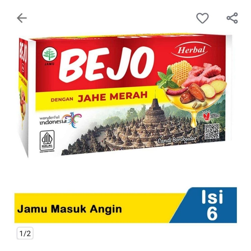 

Bejo jahe merah 15ml*6sachet EXP 2026-2027