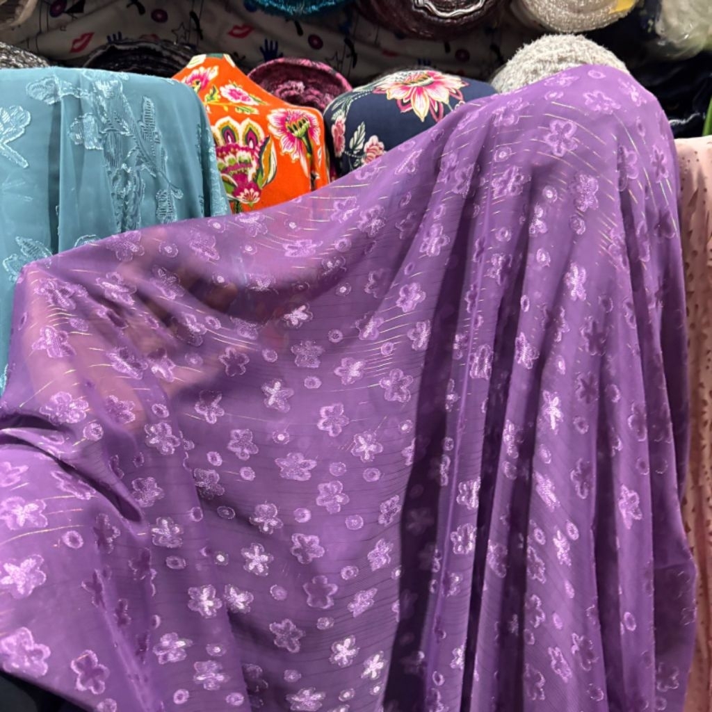 Kain Sifon Uragiri Motif Timbul - (KYT) - Kain Sifon Motif - Kain Sifon Rubiah - Kain Sifon Motif Ti