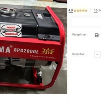 

Generator MOTOYAMA SPG 2000L 4 Tak Genset 1000 Watt Bensin Listrik