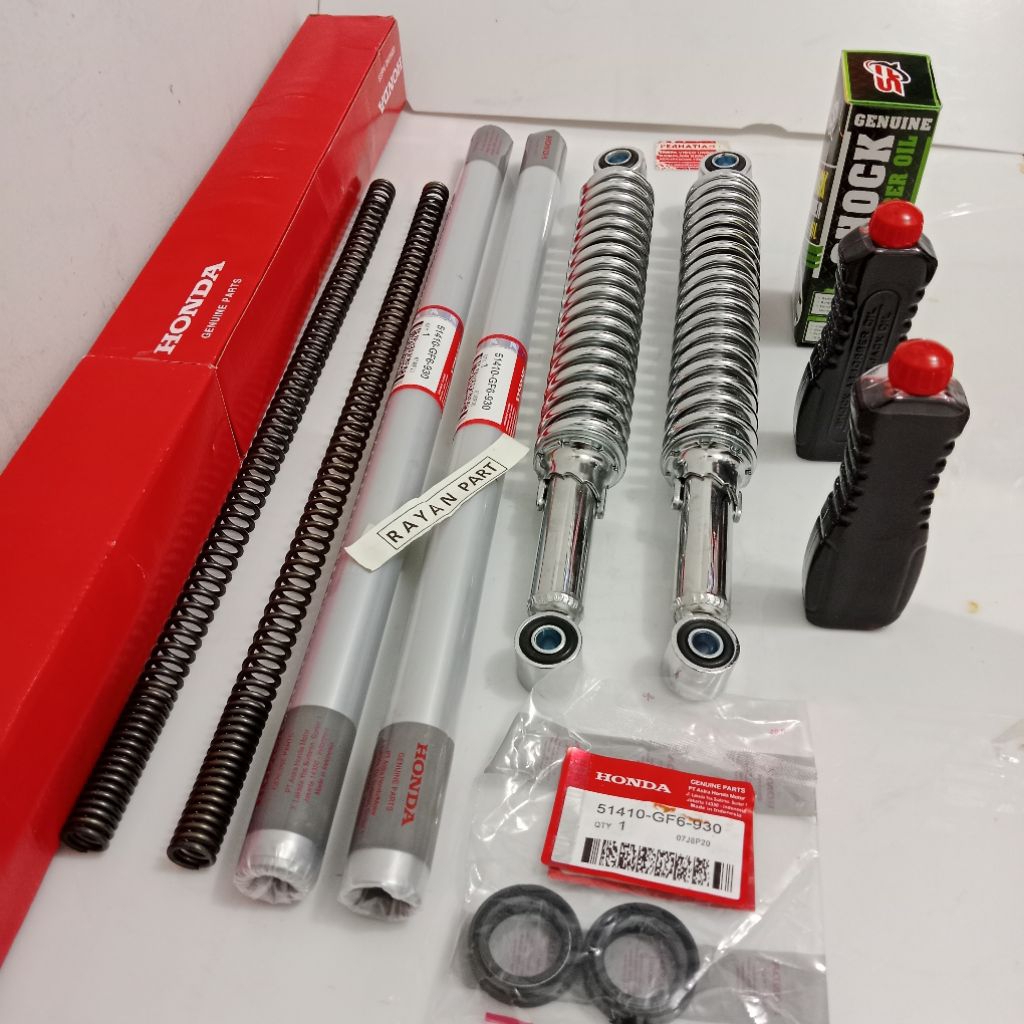 SOK DEPAN +BELAKANG HONDA WIN WIN WIN GL100 GL 100 GF6 SOK+PER+SIL+OLI ORIGINAL