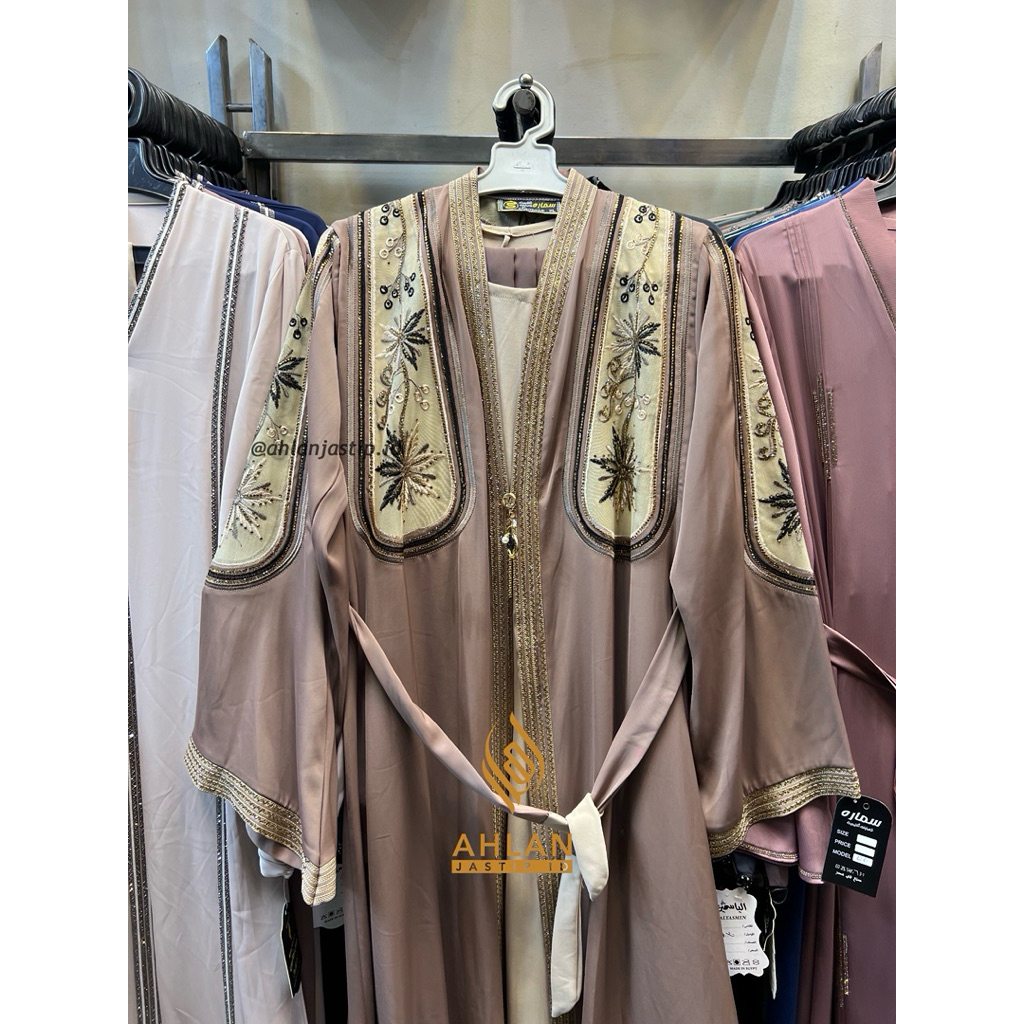 NEW MODEL ABAYA SAMARA BORDER || SET ABAYA MESIR INNER + OUTER FREE PASHMINA || ABAYA IMPOR MESIR OR