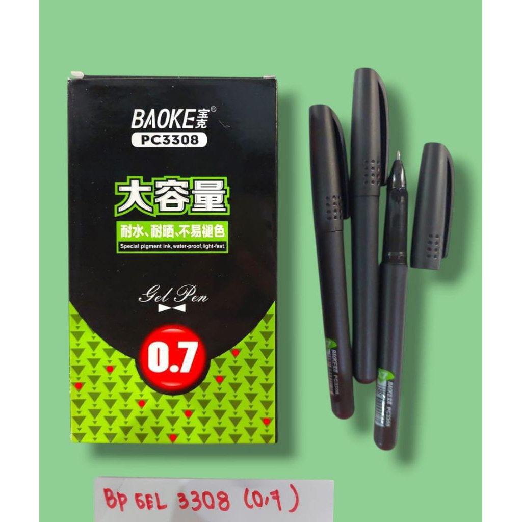 

(12PC) BOLPOIN GEL BAOKE PC 3308 0.7 TINTA HITAM/ GEL PEN