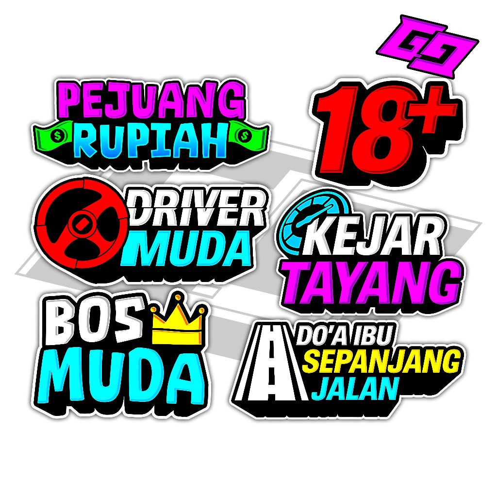 

STIKER PACK HOLOGRAM PELANGI PEJUANG RUPIAH DRIVER MUDA KEJAR TAYANG BOS MUDA DOA IBU SEPANJANG JALAN ISI 6 STIKER TRUK STIKER DRIVER