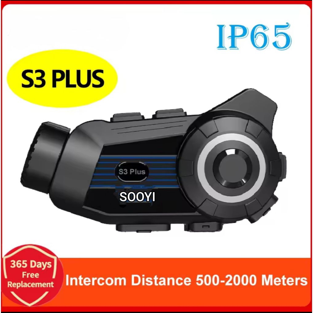 Intercom helm kamera Sooyi s3 plus resolusi 2k universal pairing 6 rider