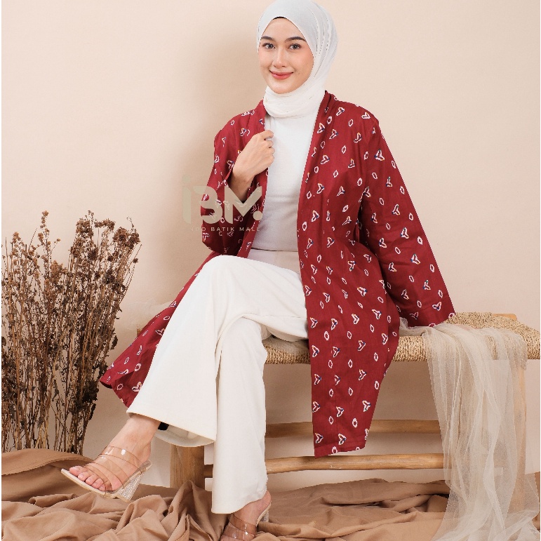 KODE L76P Blazer Batik Motif Jumputan  Kimono Series  Baju Atasan Wanita Terbaru  Atasan Wanita Keki