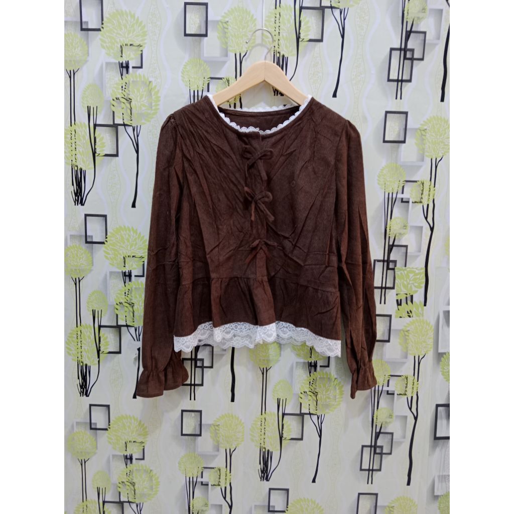 atasan wanita soft corduroy halus semi rajut import premium atasan rajut premium renda tali bawah ad
