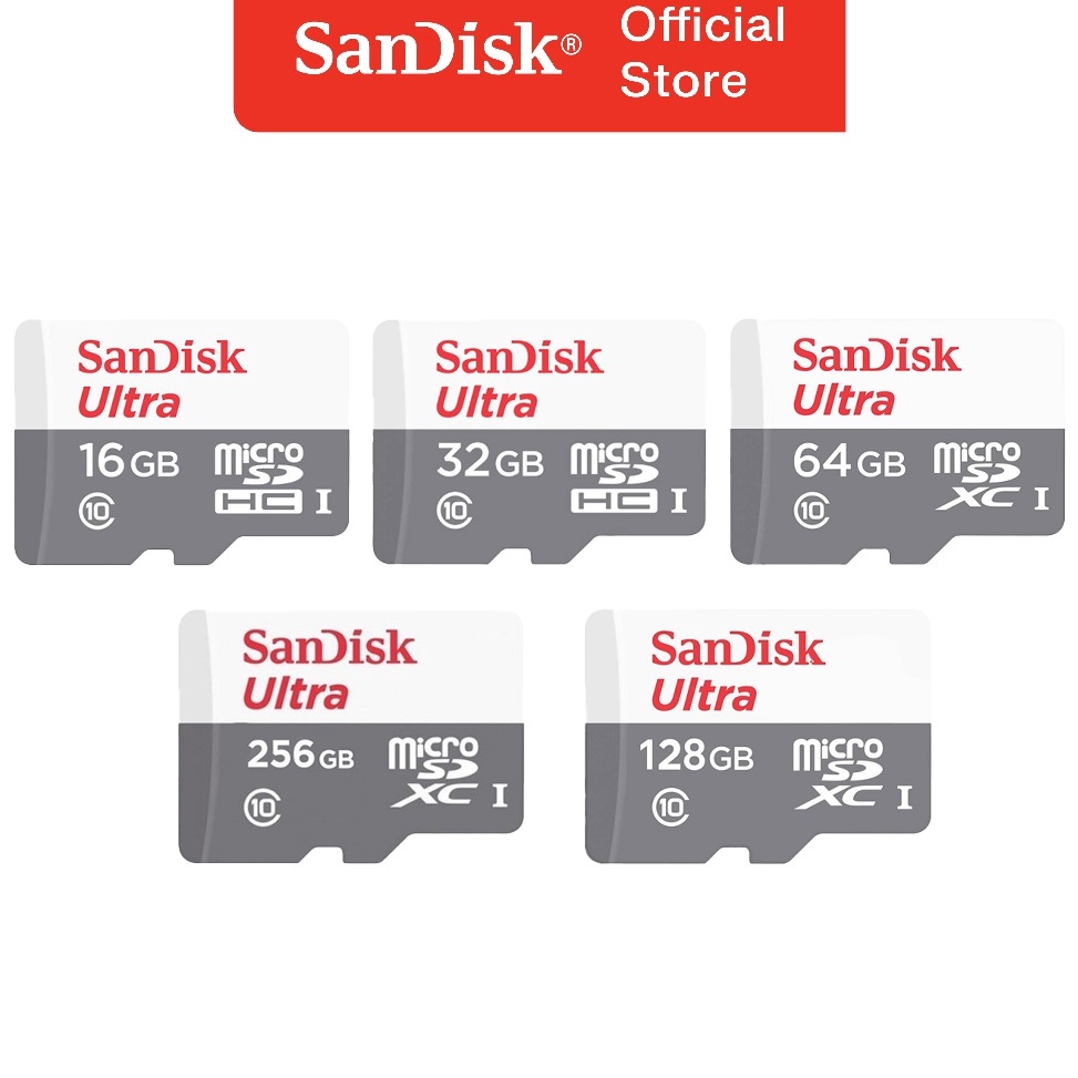 SanDisk microSDHC  microSDXC Ultra Card 16GB32GB64GB128GB256GB UHSI Class 1  QUNR KODE D6N3