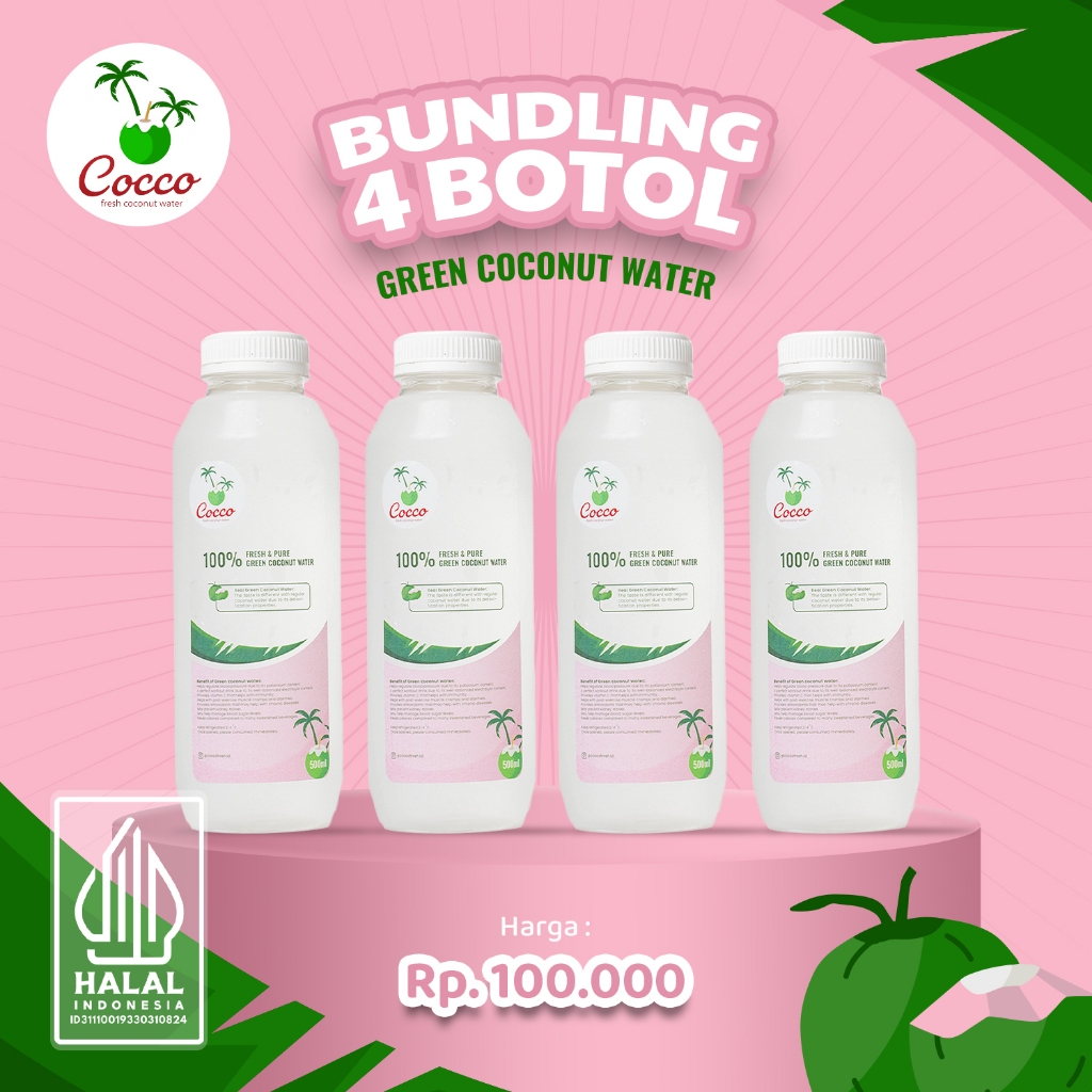 

Bundling 4pcs Cocco Fresh Air Kelapa Hijau Murni 500Ml