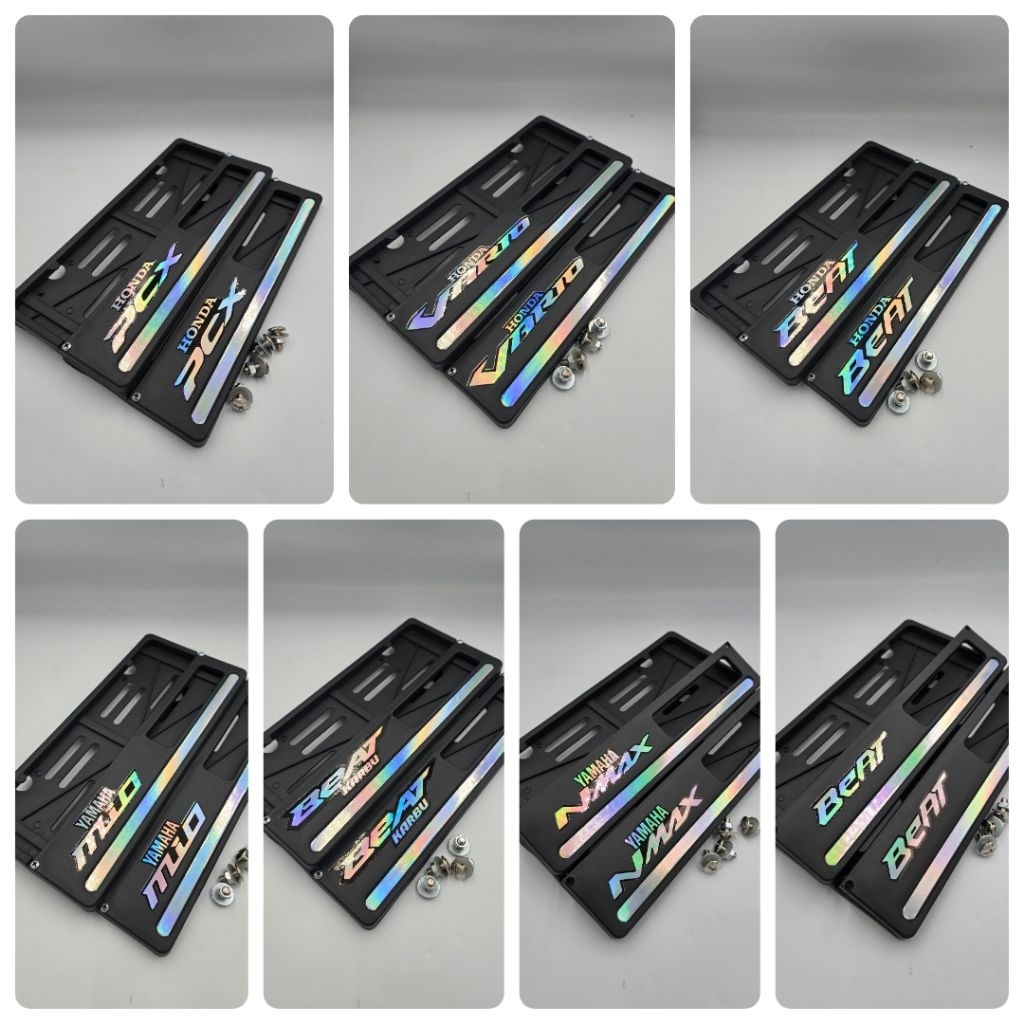 1 Pasang Dudukan Plat Nomor List Hologram Plus Stiker Hologram Sayap Honda Universal Semua Motor Hon
