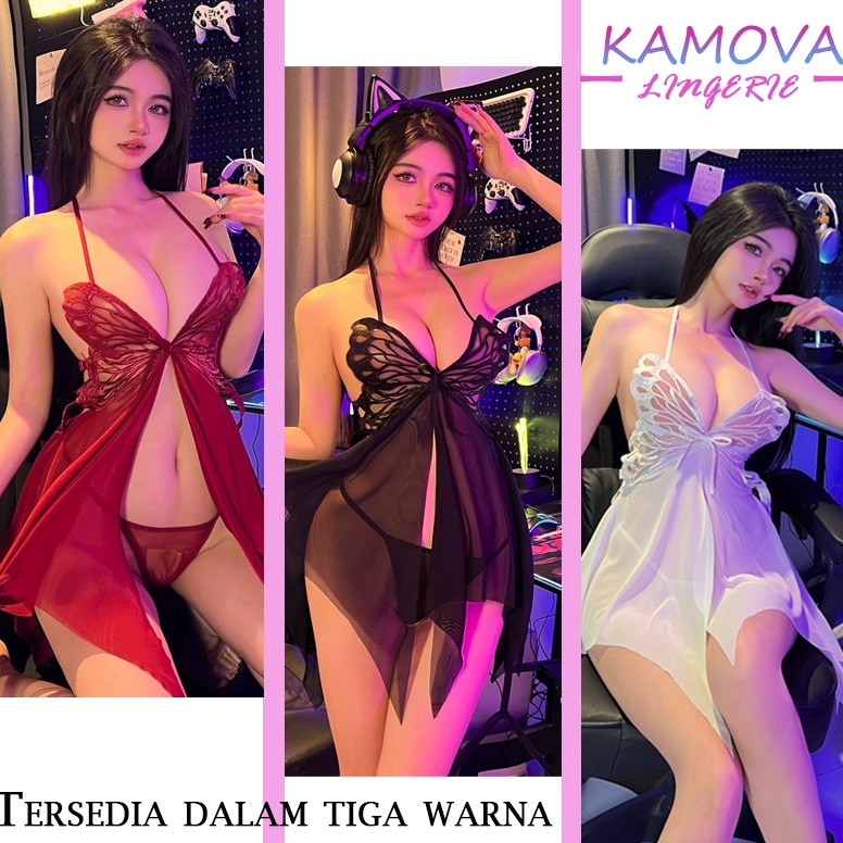 KODE H14L Piyamas Wanita  G String Bodysuit Tidur Gaun Punggung Terbuka Elastis Piyamas Pakaian Mala