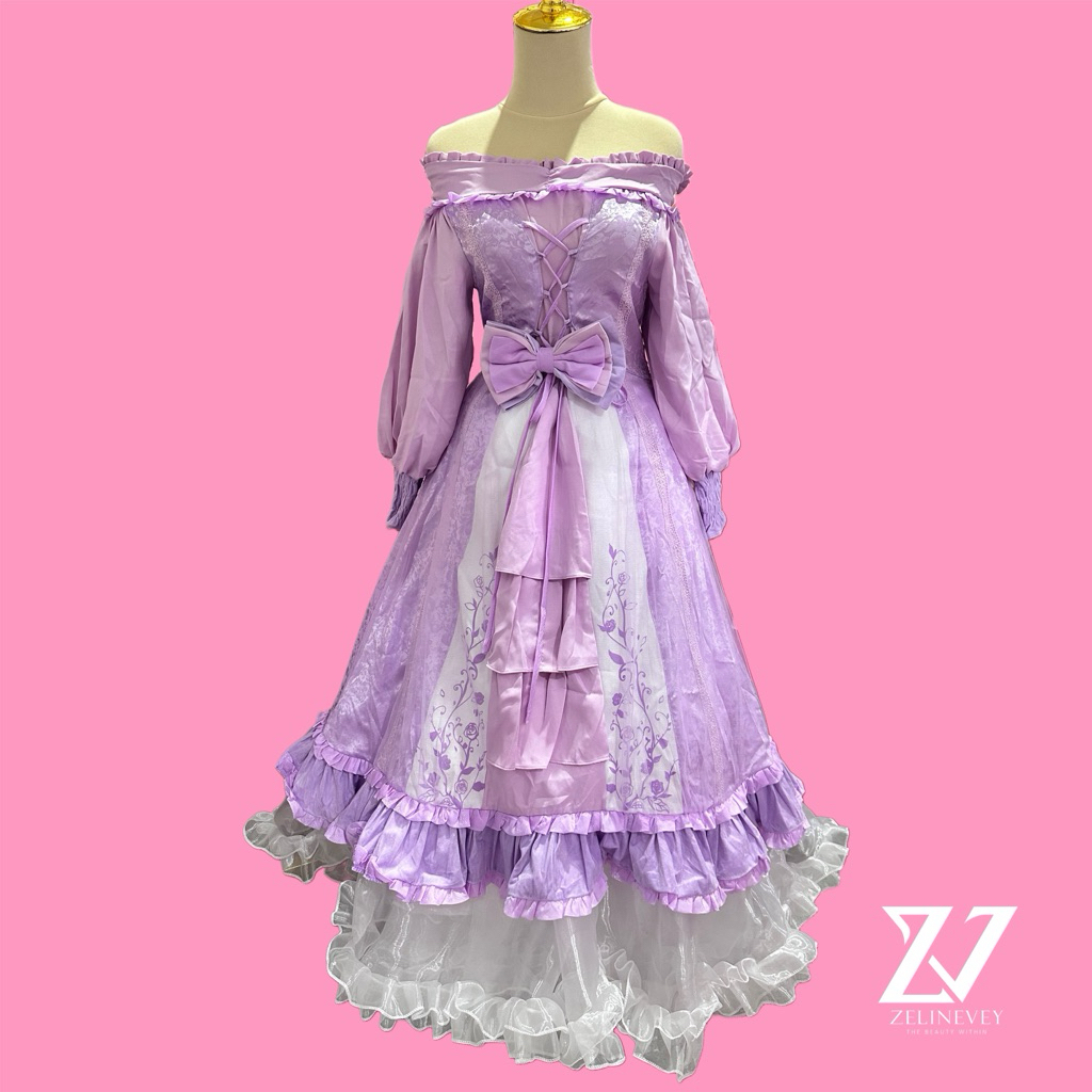 PL Women’s Dress Princess Rapunzel Purple Gaun Pesta