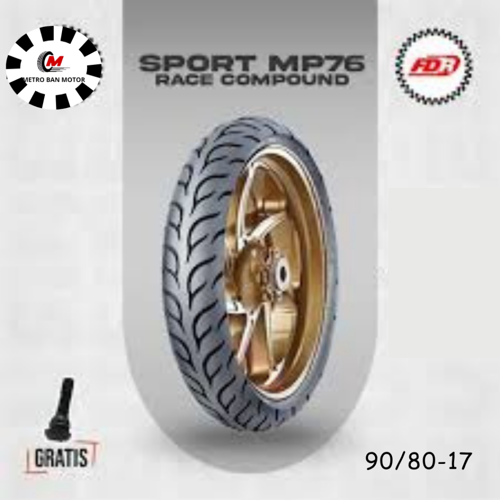 BAN FDR RING 17 90/80 SPORT MP 76  SATUAN/SEPASANG BAN TUBELES MOTOR BEBEK