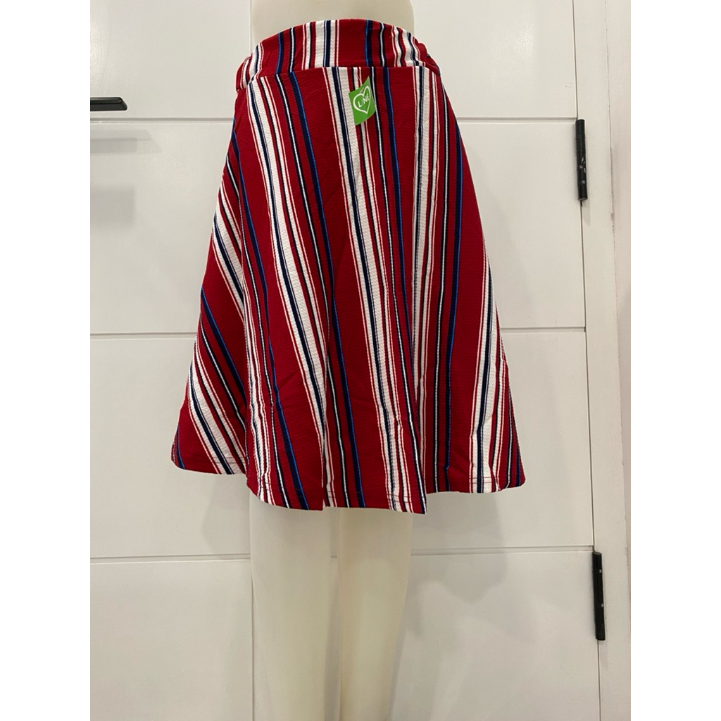 Rok payung pendek wanita motif salur /garis