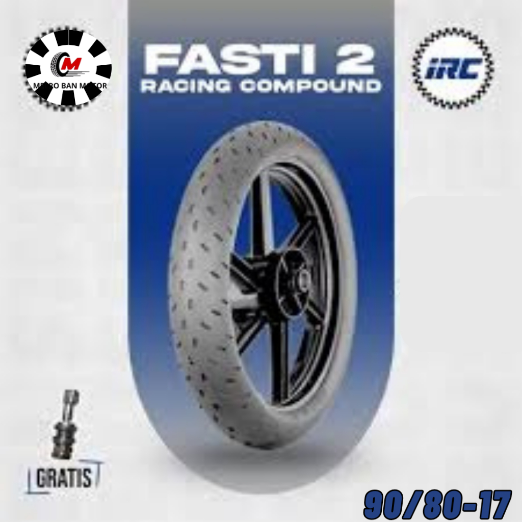 BAN IRC RACING RING 17 90/80-17 FASTI 2 SATUAN/SEPASANG BAN TUBELES MOTOR BEBEK SOFTCOMPOND