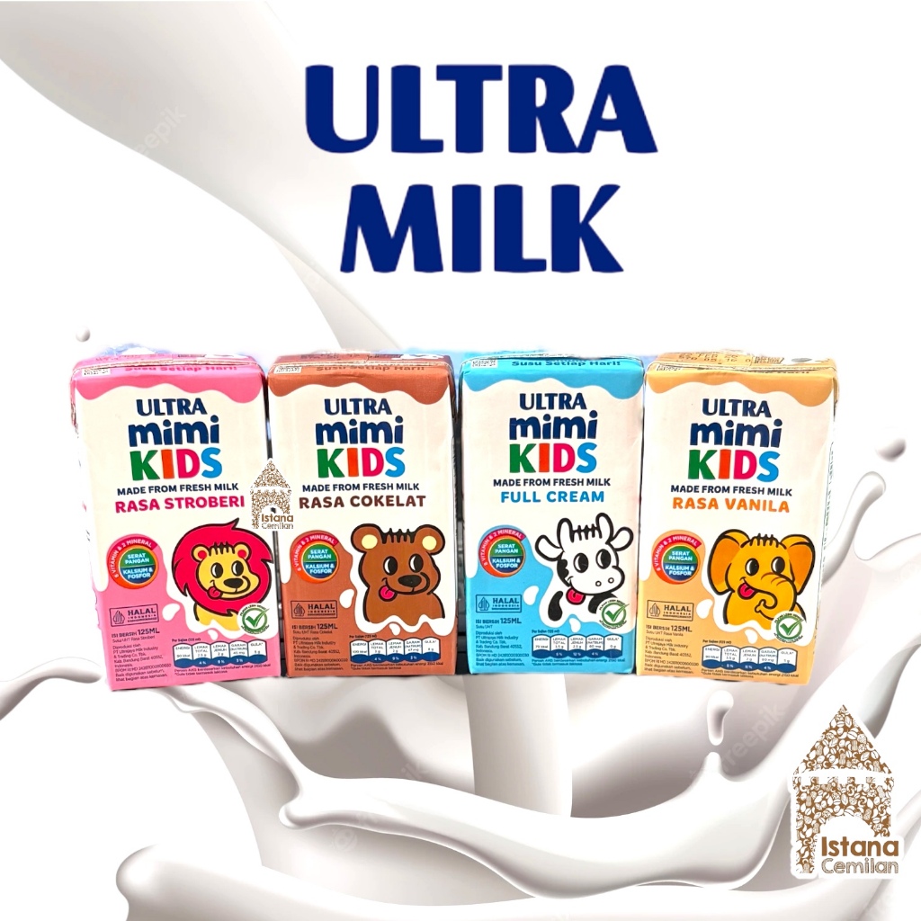 

Susu Ultra Mimi Kids UHT Anak Cokelat / Full Cream / Strawberry 125 ml