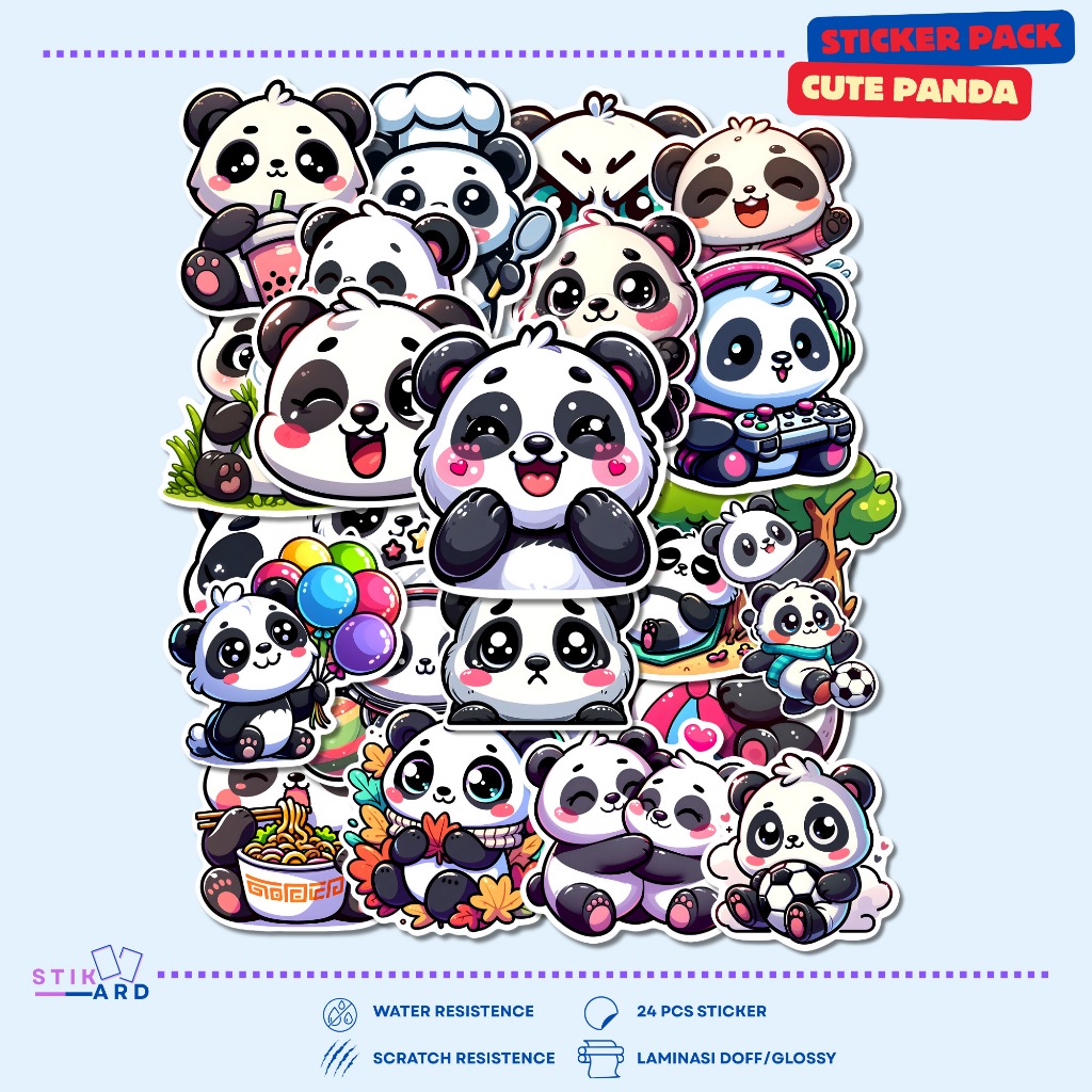 

Stiker Panda Lucu Gemes | Sticker Pack Laptop Tumbler Helm Koper - Bahan Vinyl Waterproof