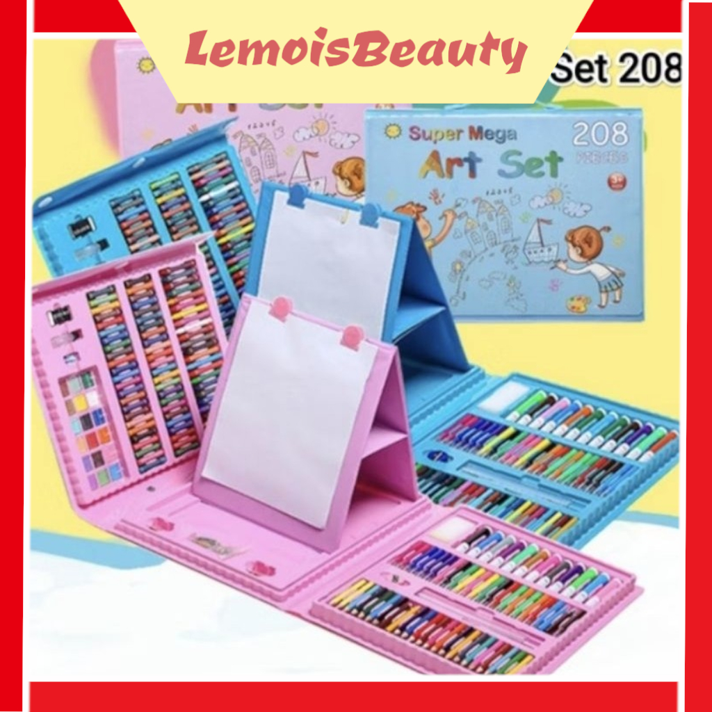 

LemoisBeauty- Crayon Set 208pcs / Alat Menggambar Mewarnai Dan Melukis Lengkap Isi 208 Pcs Untuk Anak-Anak / Kit Art Supplies Painting Set For Children / Krayon Hadiah Kado Ulang Tahun Anak Birthday Gift Water Colors Pensil Warna Pencil Colours Color