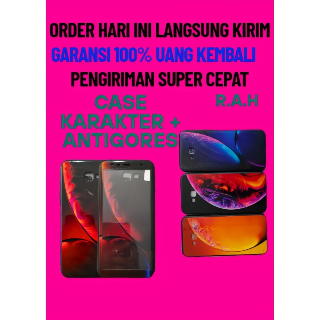 Case Silikon Softcase Karakter Plus antigores Temperredglass Samsung J4 plus Samsung J4 + Samsung J2