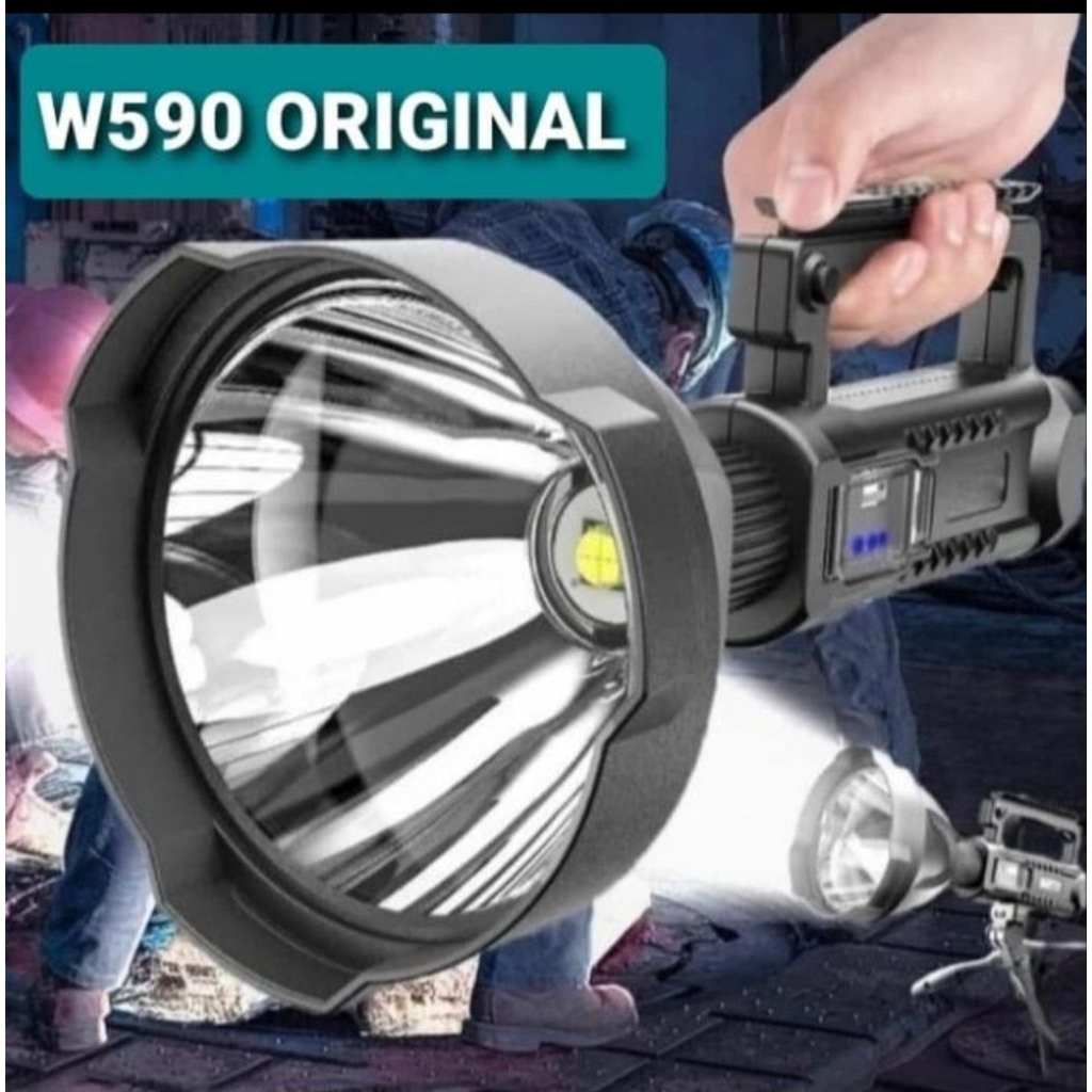 (ORIGINAL)senter sorot w590daya kuat 1000m 10000 lumens USB CHARGER