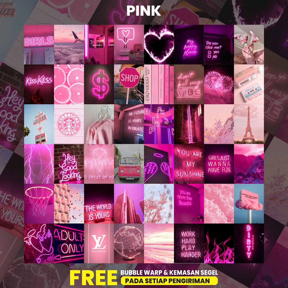 Paket Hemat Poster Dinding Aesthetic Bundle Pink Isi 4824 Poster  Poster Kamar  Poster Dinding  Post