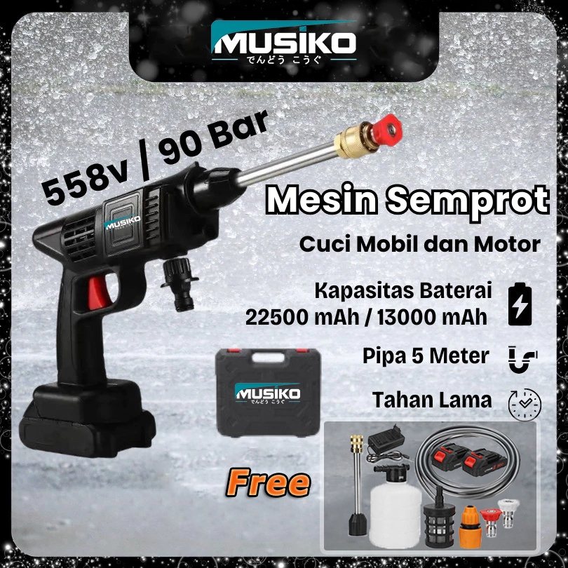 Musiko 588Vf Pistol Pencuci Mobil Nirkabel Pistol Pencuci Bertekanan Baterai Lithium Pistol Semprot 