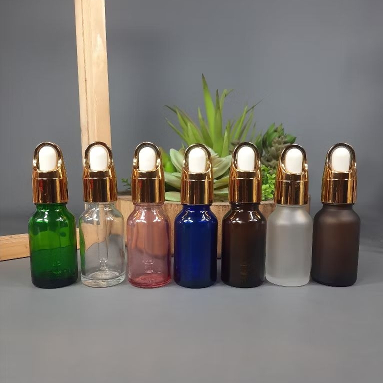 Botol Kaca Pipet 15 Ml Ring Cover Gold / Botol Pipet 15 Ml / Botol Serum 15 Ml