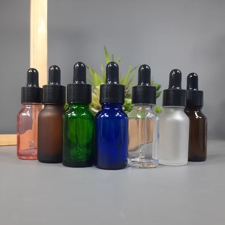 Botol Kaca Pipet 15 Ml Ring Hitam Smooth / Botol Pipet 15 Ml / Botol Serum 15 Ml