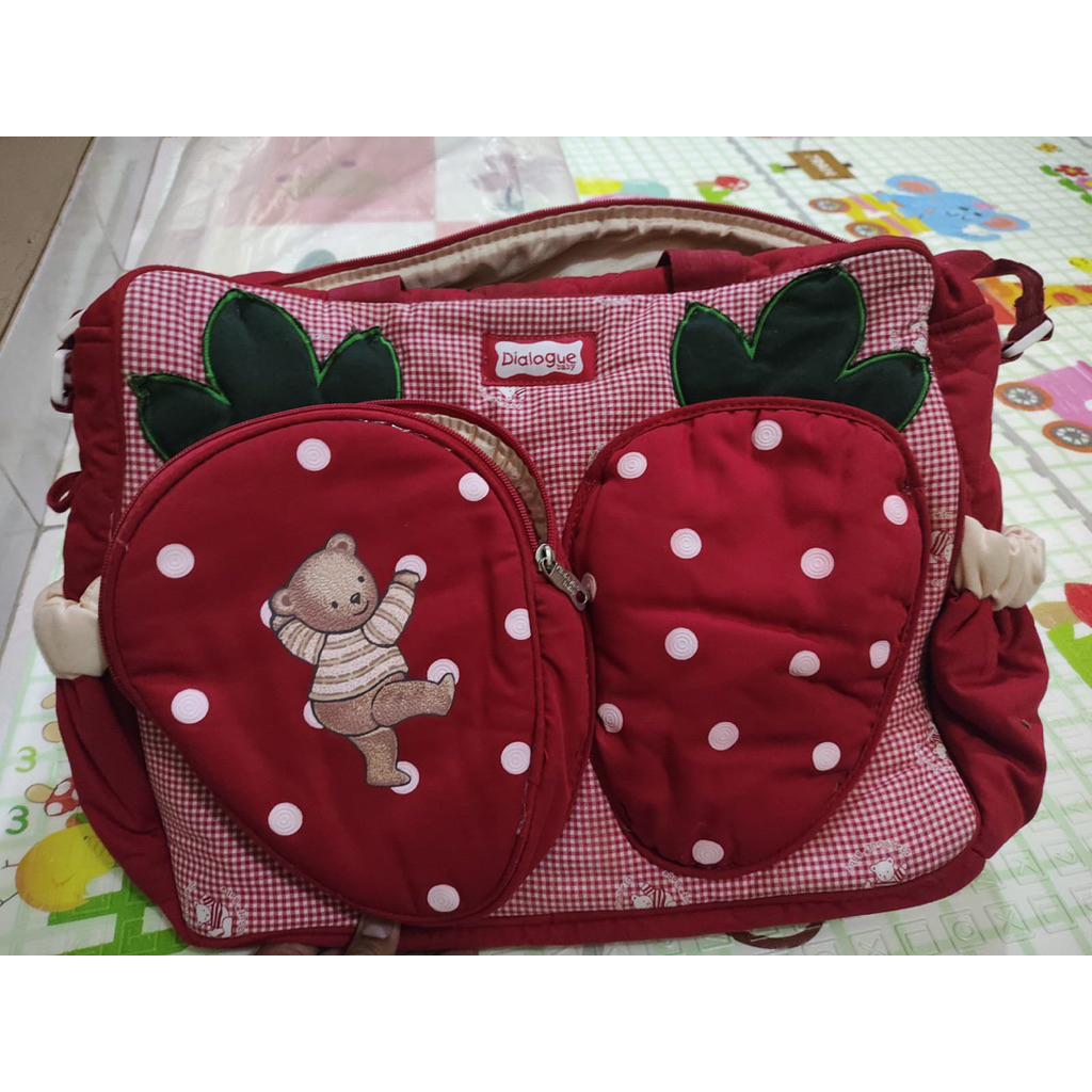Preloved Dialogue Diaper Bag Strawberry Red - Tas perlengkapan bayi popok multifungsi