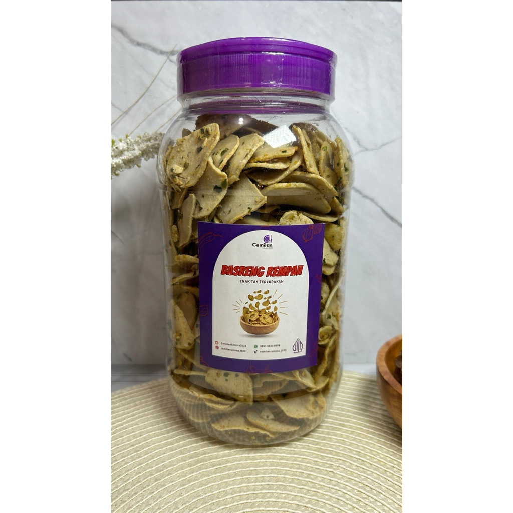 

Basreng Rempah non msg Kemasan Toples 2000ml isi 500gr