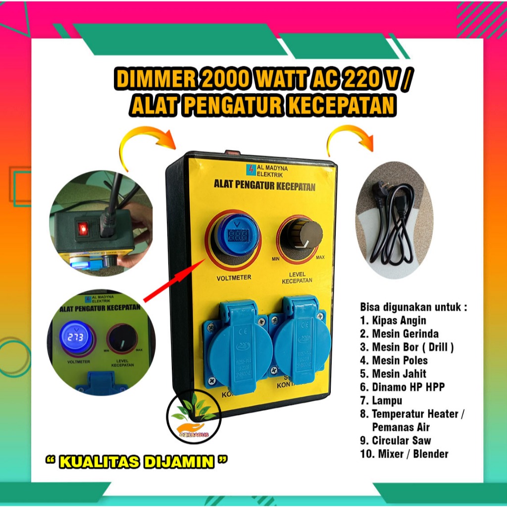 Dimmer AC 220 V Dimmer Pengatur Kecepatan Dimmer Gerinda Tangan