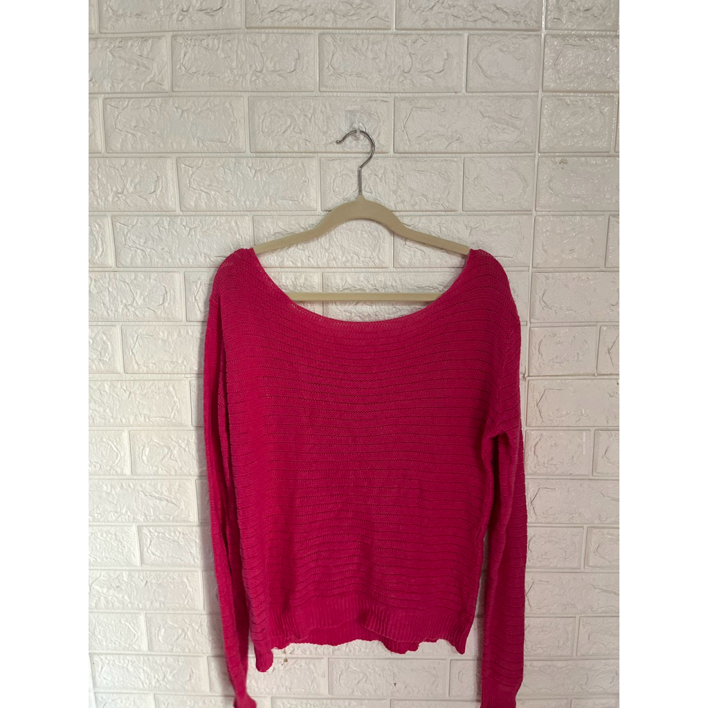 preloved sweater rajut fuchsia