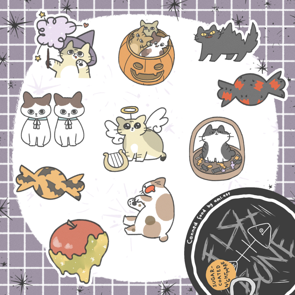 

NEW VERSION Fish Bone Sticker Pack ( Sticker kucing lucu Halloween )