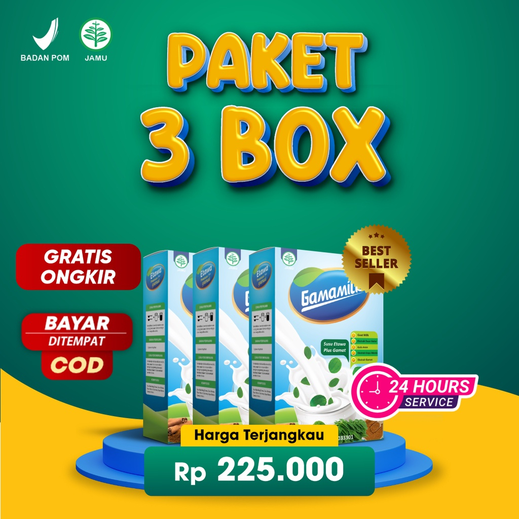 

3BOX GAMAMILK - Susu Kesehatan untuk Tulang dan Sendi 200g