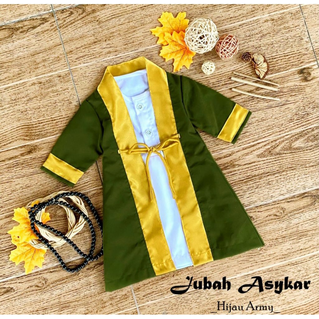 JUBAH ASYKAR NEWBORN/BAYI/ANAK/JUBAH RAJA ARAB/JUBAH ANAK MURAH WARNA HIJAU ARMY