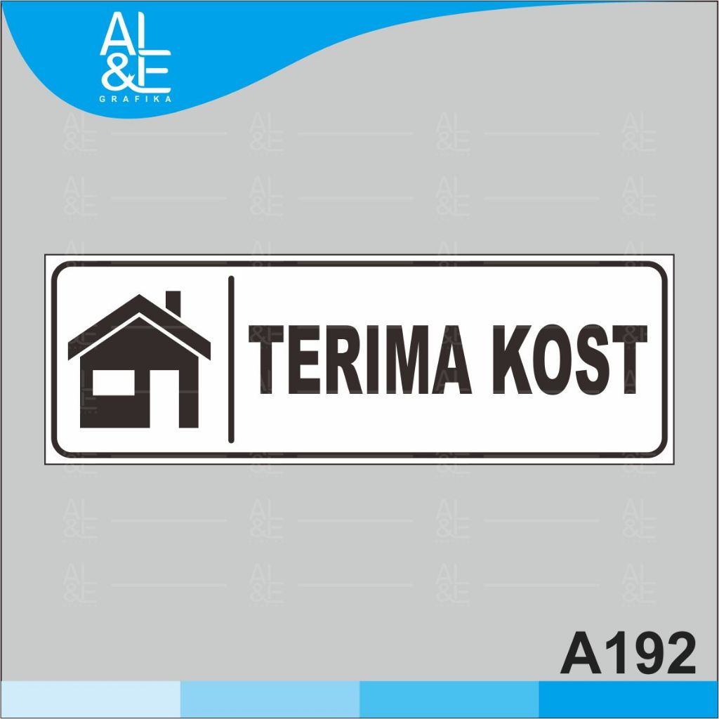 

A192 - Acrylic Sign, Stiker Akrilik Terima Kos / Kost, Tahan Air, Premium dan Murah