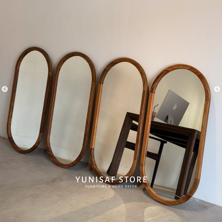 Cermin Dinding Bingkai Kayu Asli | Cermin Hiasan Rumah Minimalis