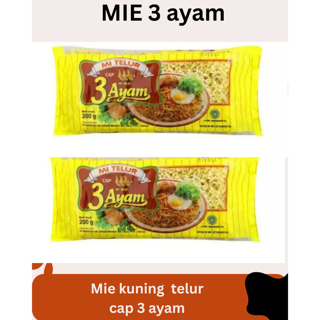 

Cap 3 Ayam Mie Telor Kuning 200 gr