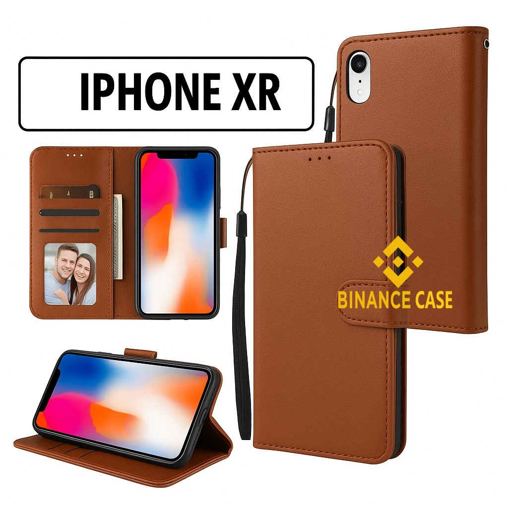 LEATHER FLIP CASE IPHONE XR CASE KULIT FLIP WALLET LEATHER KULIT PREMIUM SARUNG BUKA TUTUP KESING HP