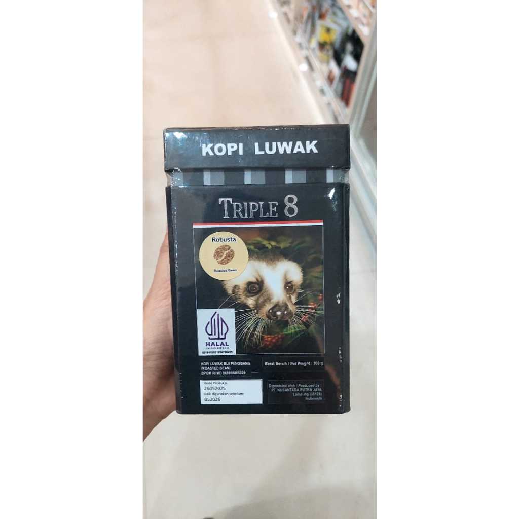 

Kopi Luwak Biji Panggang berat 100 Gram merk Triple 8
