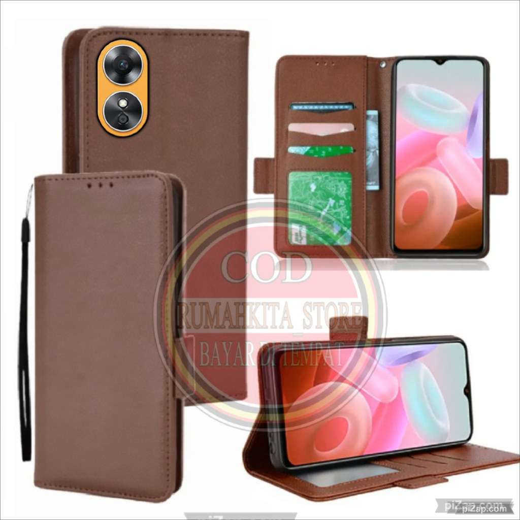 CASE HP OPPO A17/A17K - CASING DOMPET-FLIP COVER LEATHER-SARUNG HP