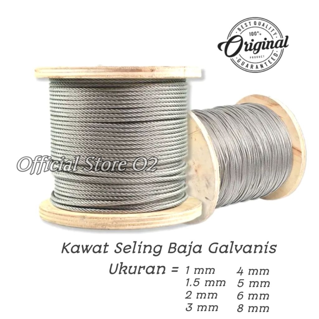 Kawat Seling Baja Galvanis 1mm Wire Rope Tali Sling Galvanis Kabel Seling Baja