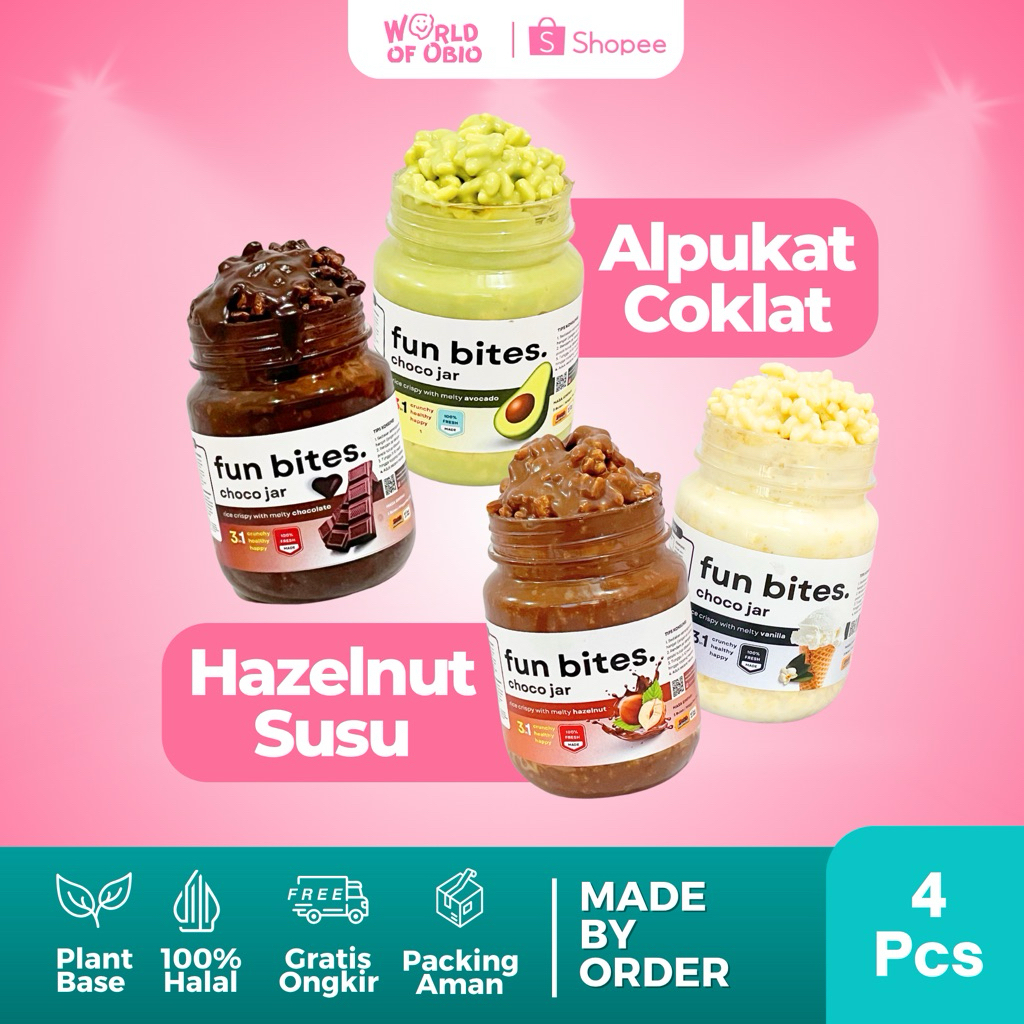 

PAKET AVOCHONUTSU - Fun Bites Choco Jar Rice Crispy Rasa Chocolate Avocado Hazelnut Susu